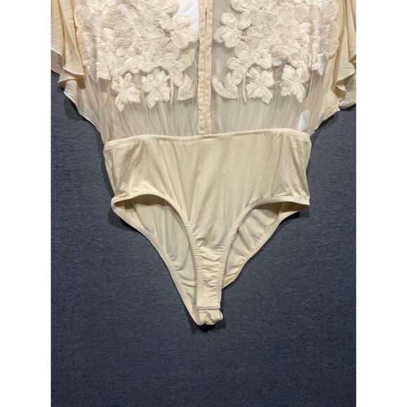 Vinatge B.O.G. Womens Viscose Embroidery Hi Cut Women Bodysuit Ivory Size Small - Picture 5 of 11